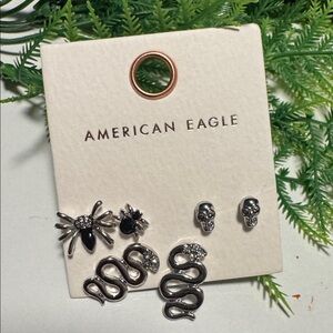 American Eagle Silver-Tone Stud Earring Backs and Charms